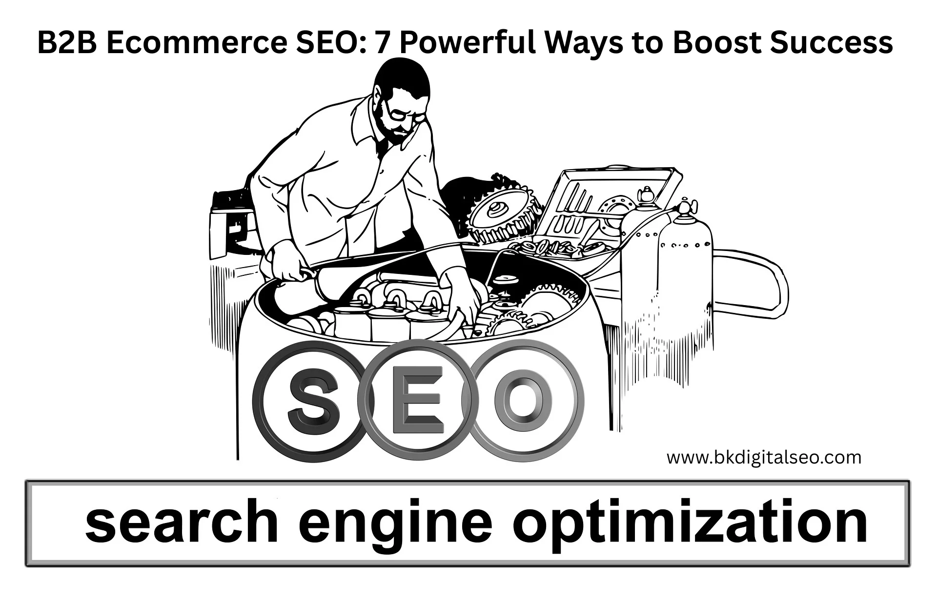 B2B ecommerce SEO strategy illustration showing optimization techniques