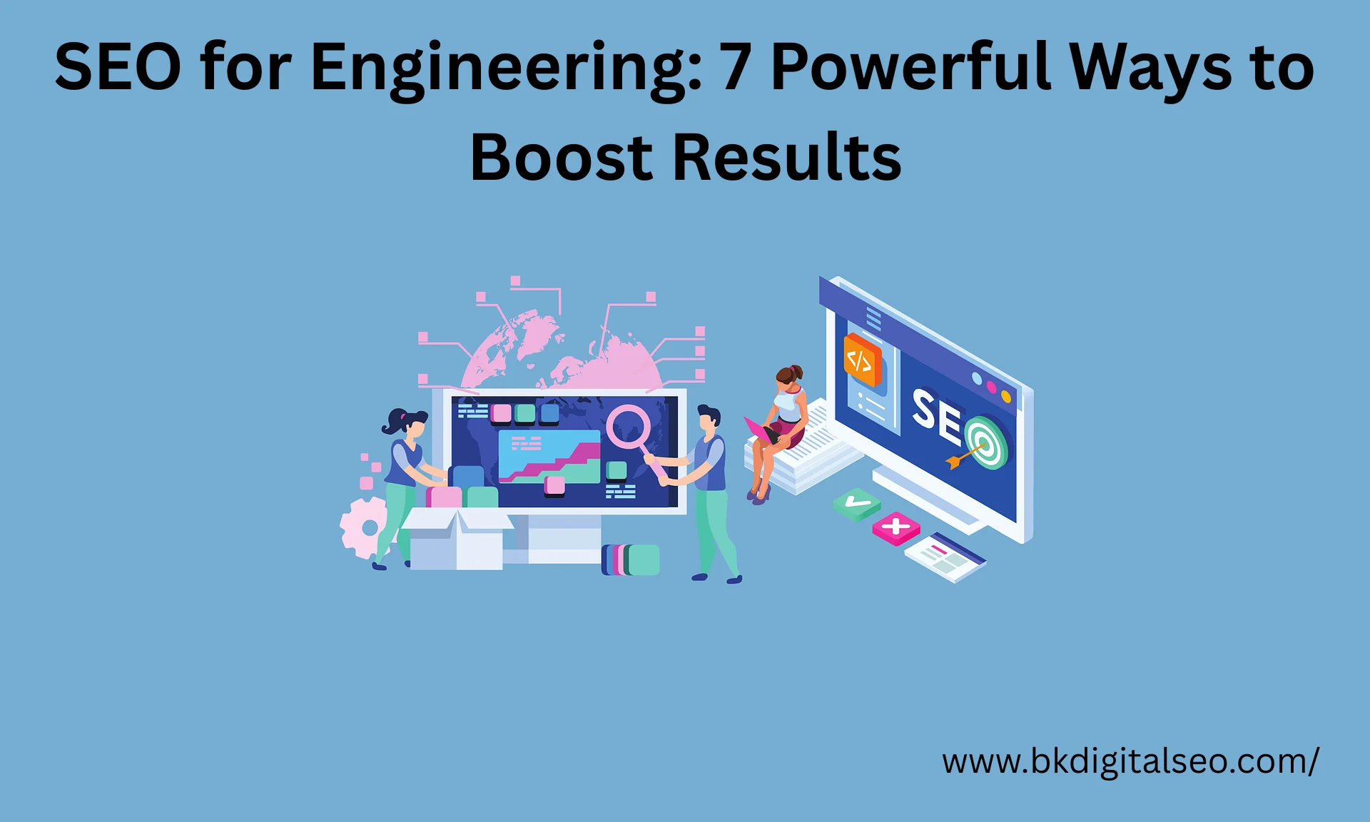 SEO for engineering infographic showing optimization strategies